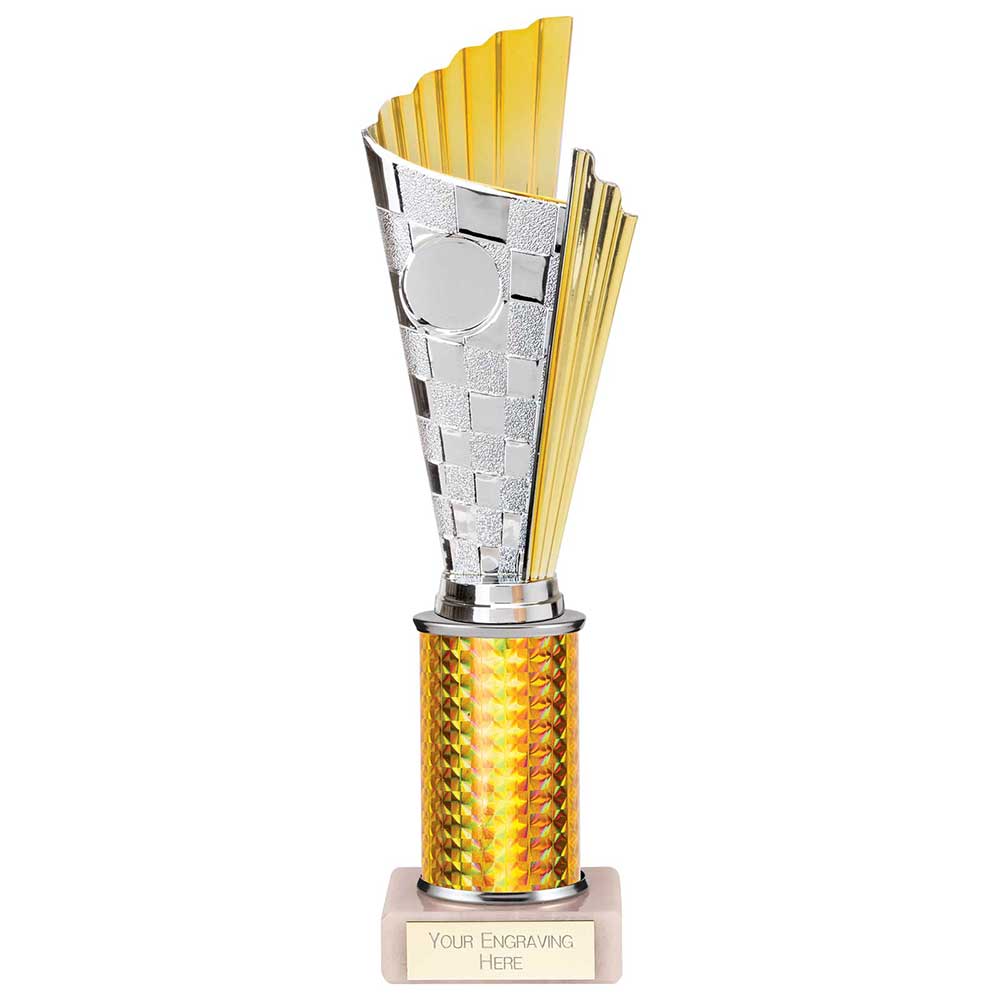 Flash Plastic Chequered Trophy - Gold