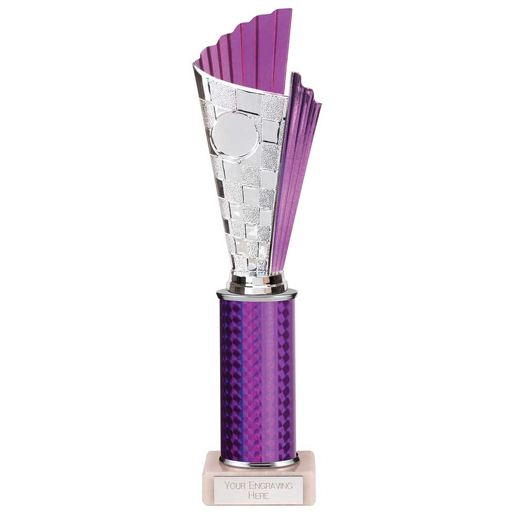 Flash Plastic Chequered Trophy - Purple