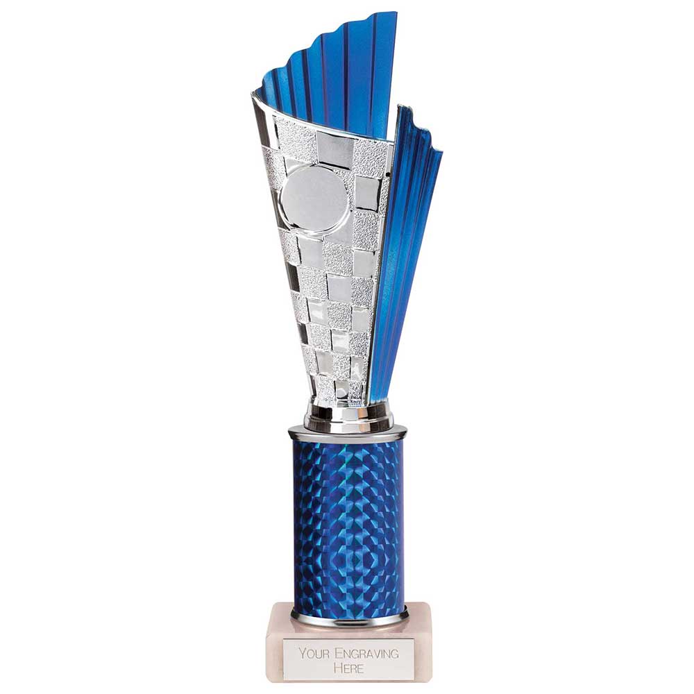 Flash Plastic Chequered Trophy - Blue