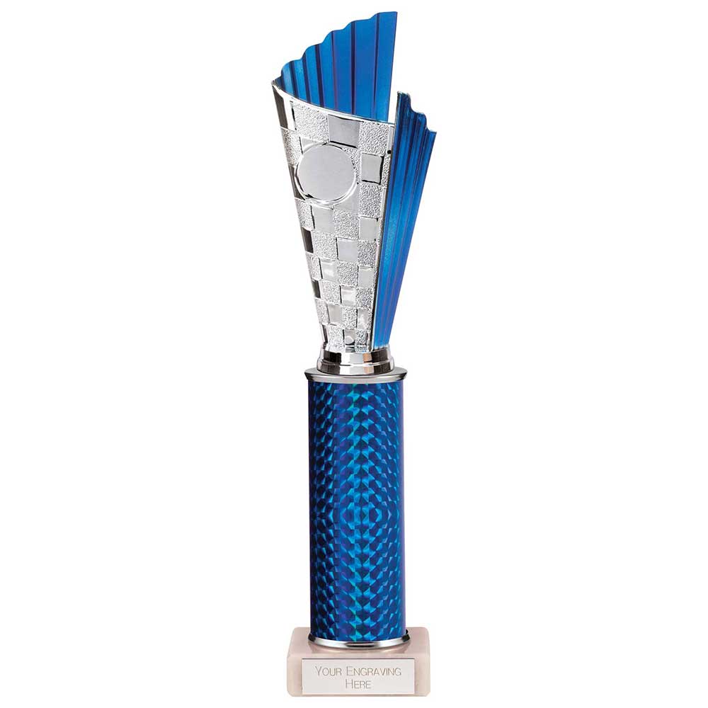 Flash Plastic Chequered Trophy - Blue