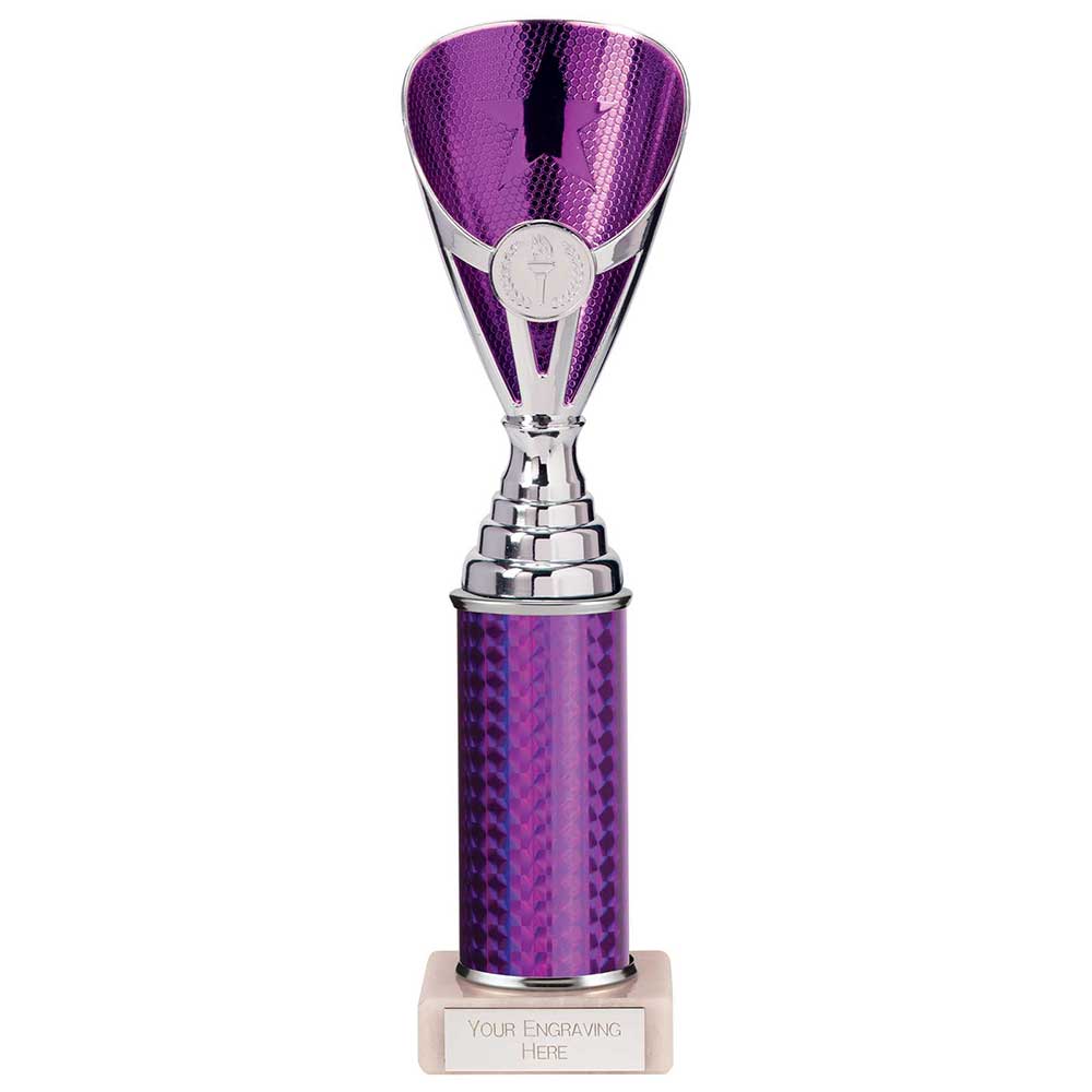 Rising Stars Plastic Column Trophy - Purple