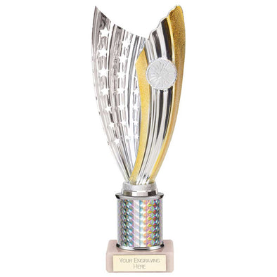 Glamstar Plastic Trophy Cup on Tube - Silver (265mm Height)