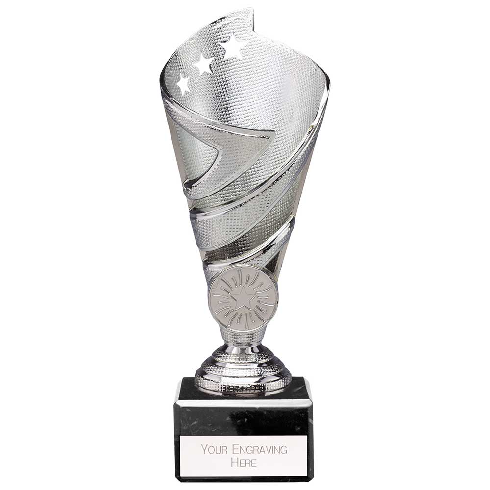 Hurricane Multisport Plastic Trophy Cup - Silver - With Marble Base