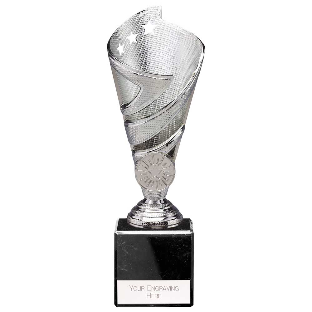 Hurricane Multisport Plastic Trophy Cup - Silver - With Marble Base