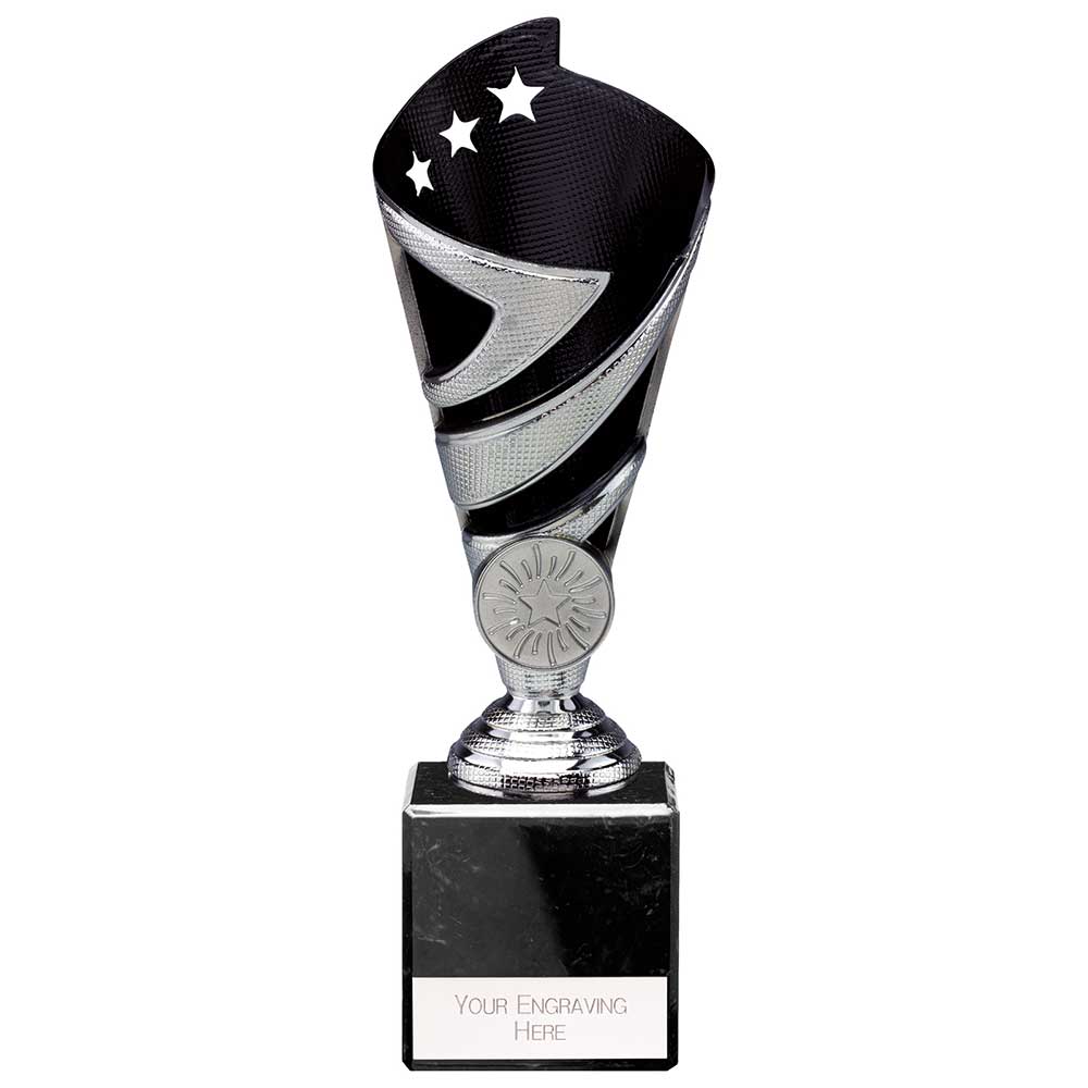Hurricane Multisport Plastic Trophy Cup - Silver & Black - With Marble Base