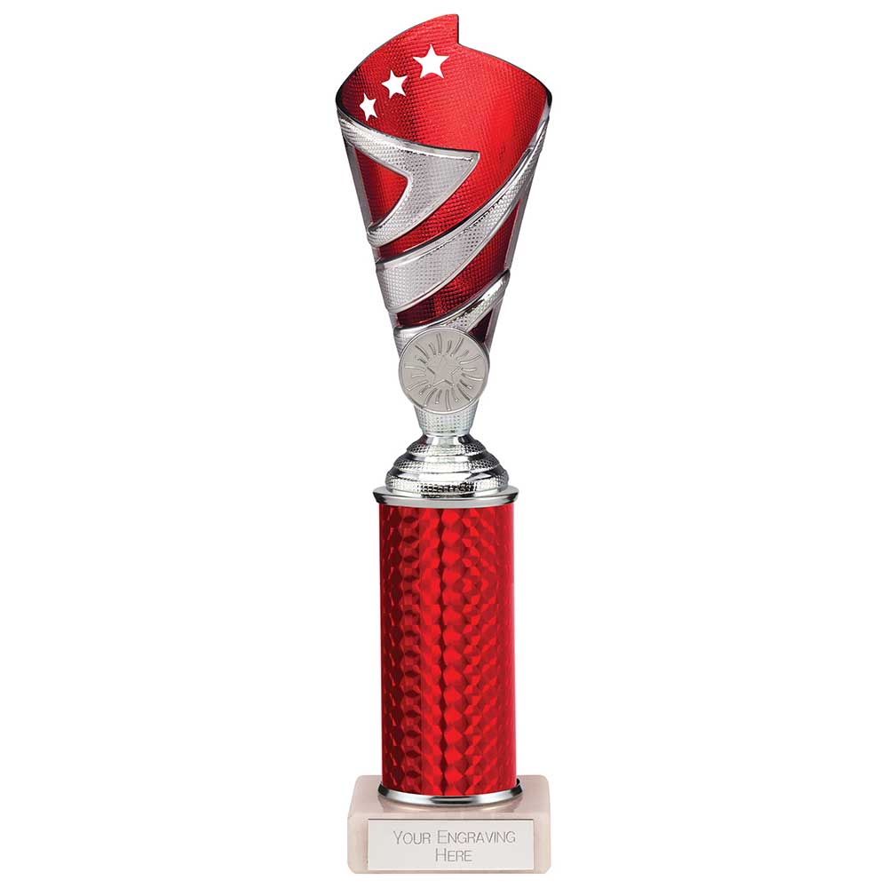 Hurricane Multisport Plastic Tube Trophy Cup - Silver & Red