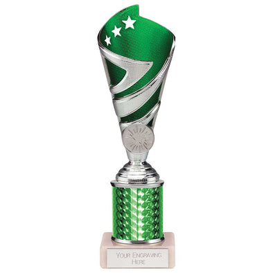 Hurricane Multisport Plastic Tube Trophy Cup - Silver & Green