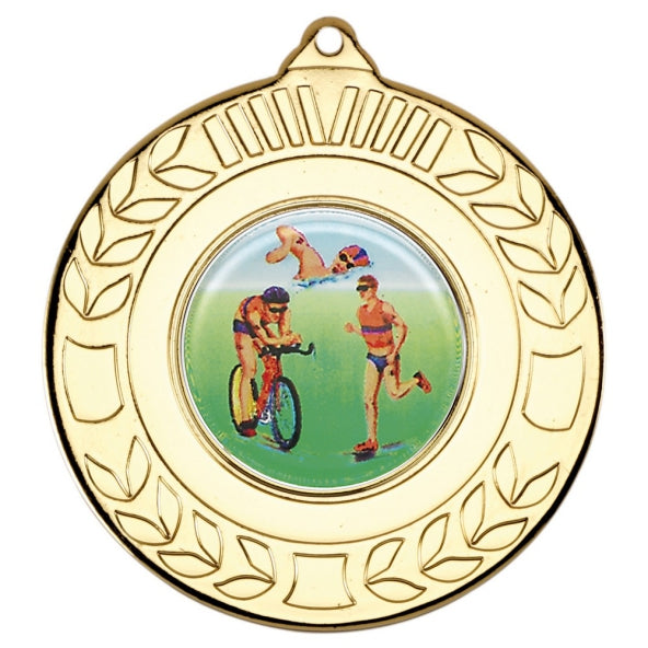 Triathlon Gold Laurel 50mm Medal