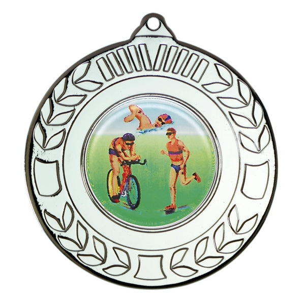 Triathlon Silver Laurel 50mm Medal