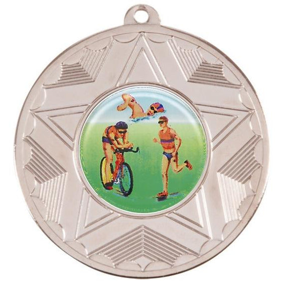Triathlon Silver Star 50mm Medal