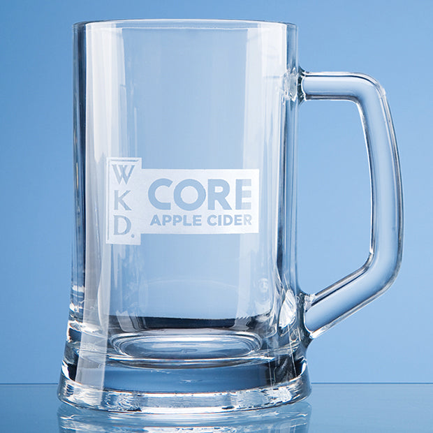 Large Straight Glass Engraved Tankard (1.17 Pint)