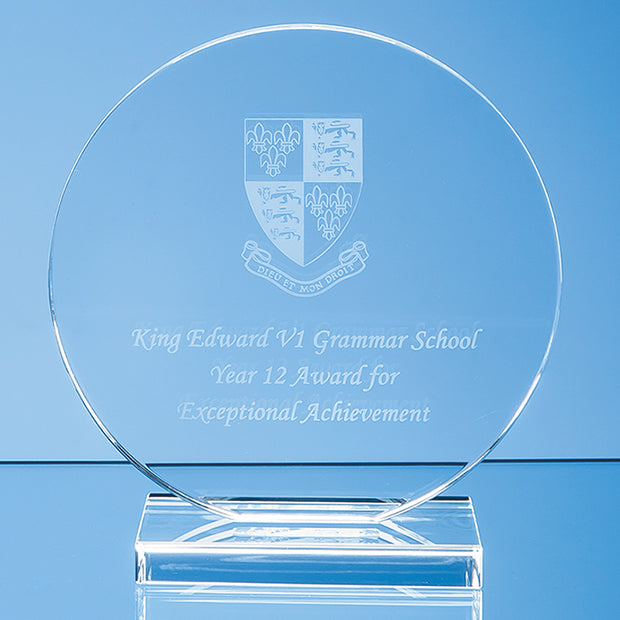 Engraved Clear Glass Circle Award