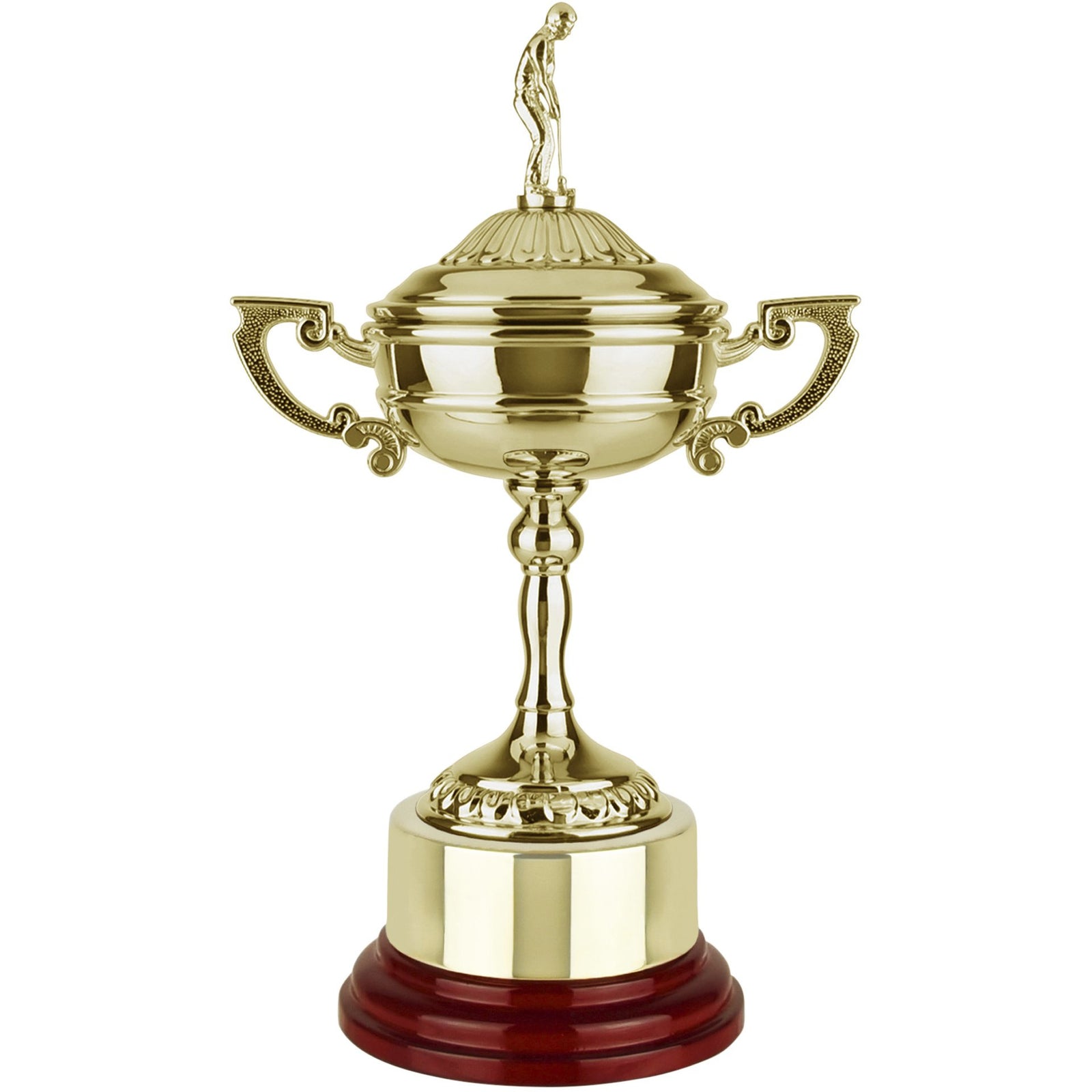 12in Endurance Ryder Cup Award With Golf Lid - Round Metal And Wood Base