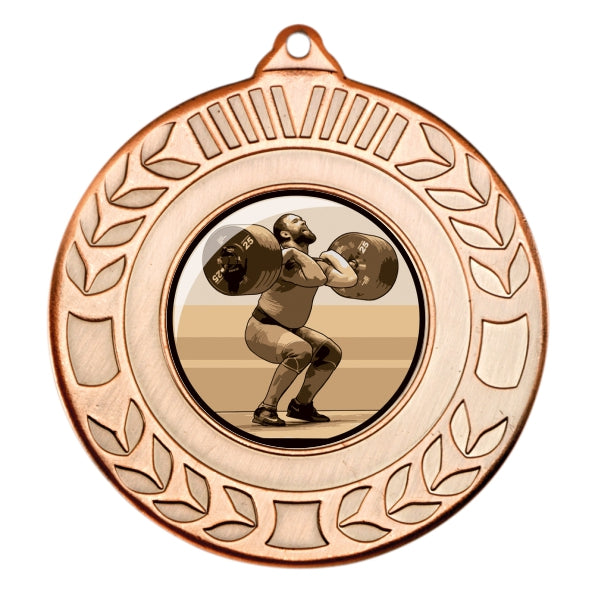 Weightlifting Bronze Laurel 50mm Medal