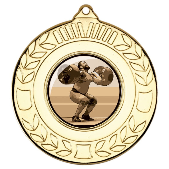 Weightlifting Gold Laurel 50mm Medal