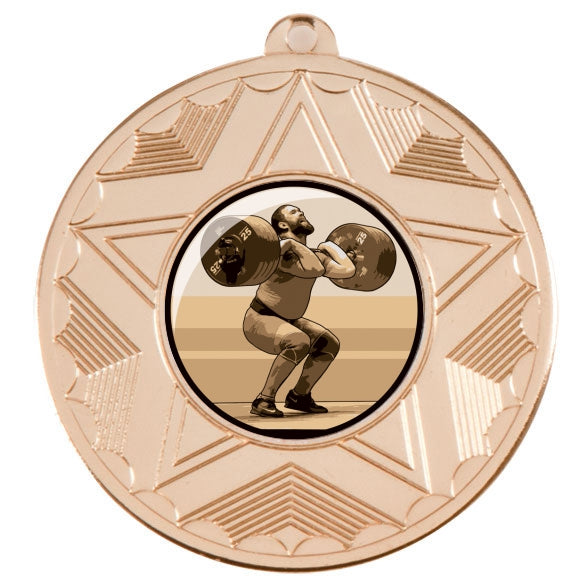 Weightlifting Gold Star 50mm Medal