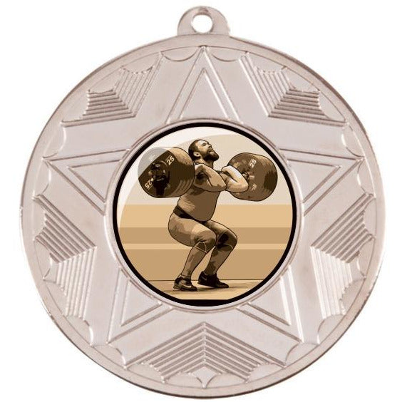 Weightlifting Silver Star 50mm Medal