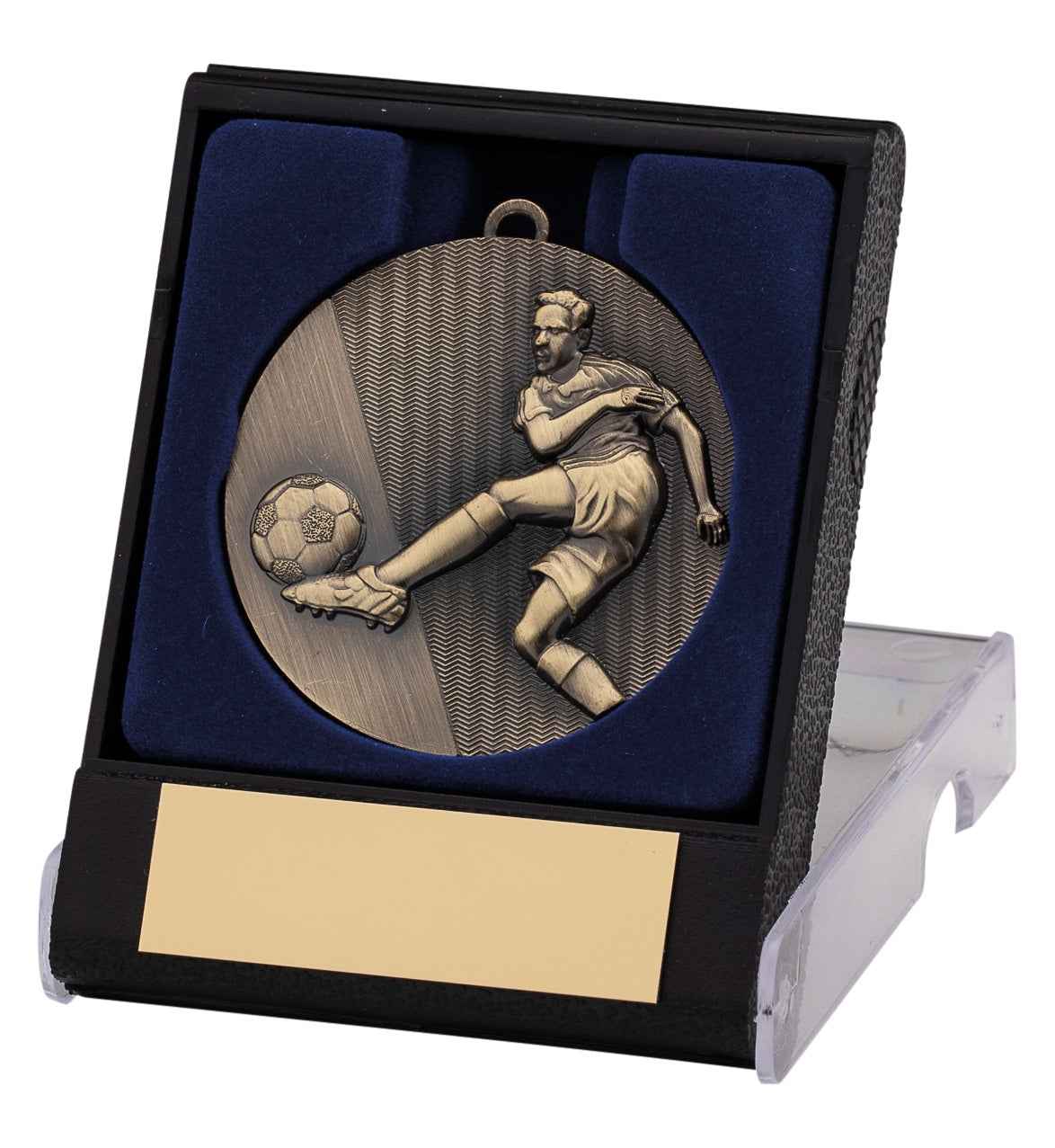 50mm Bronze Football Player Medal in Plastic Flip Box