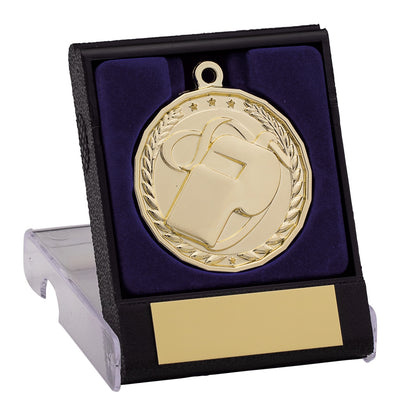 50mm Gold Football Referee Medal In Box