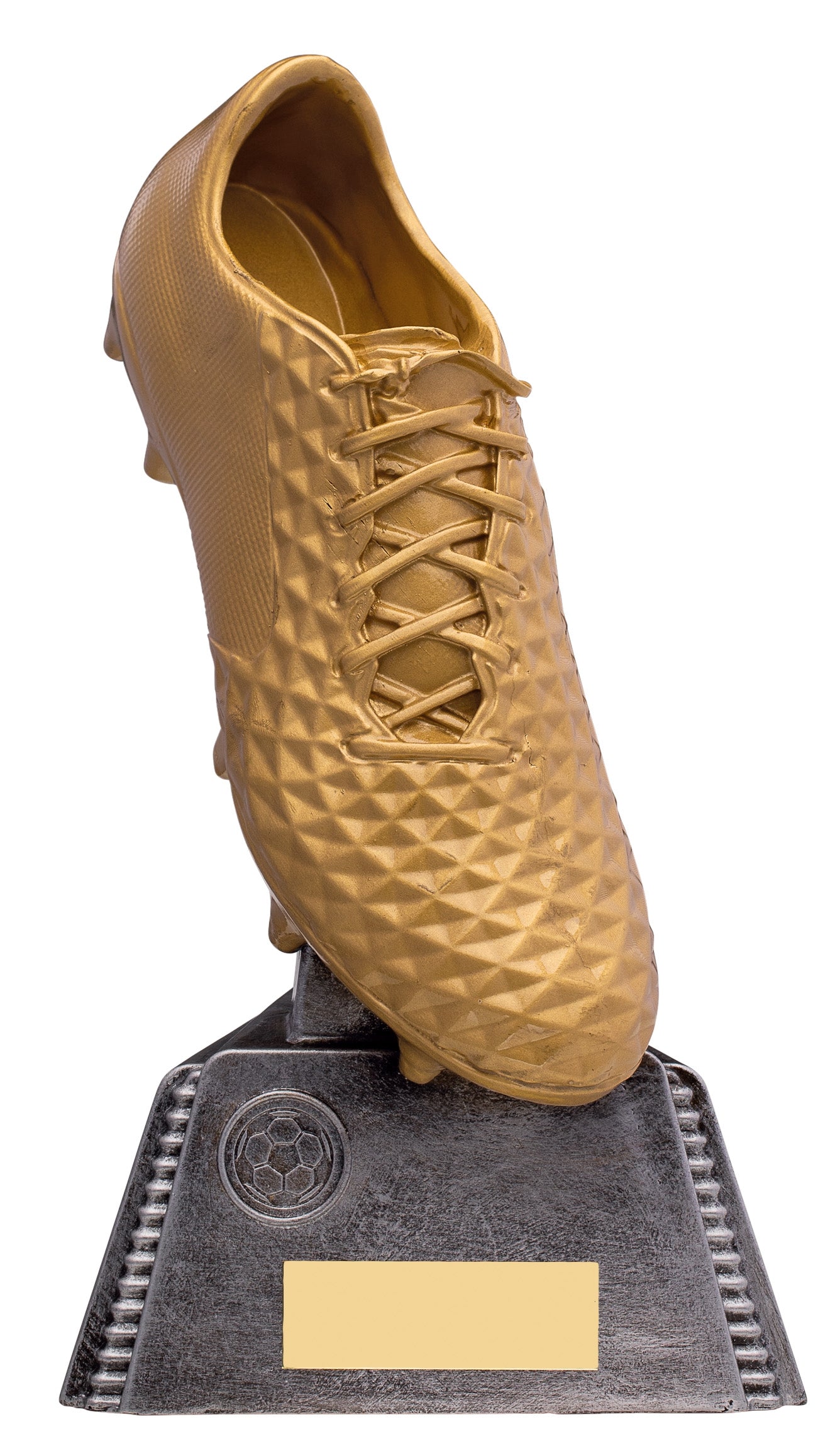 Apex Golden Boot Football Trophy on Engraved Silver Base