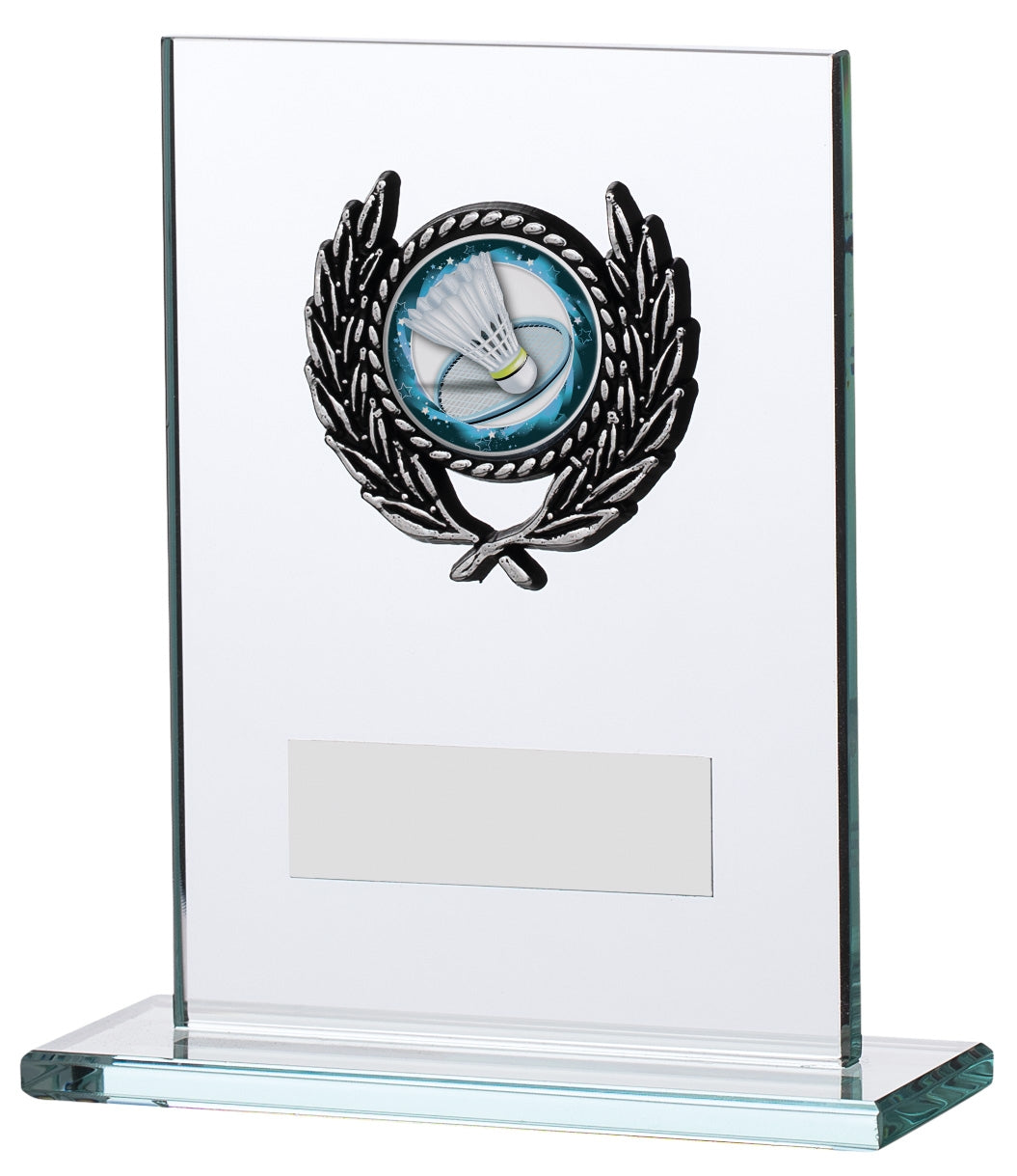 Rectangular Clear Glass Plaque with Laurel and Engraved Plaque