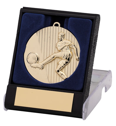 50mm Gold Football Player Medal in Plastic Flip Box