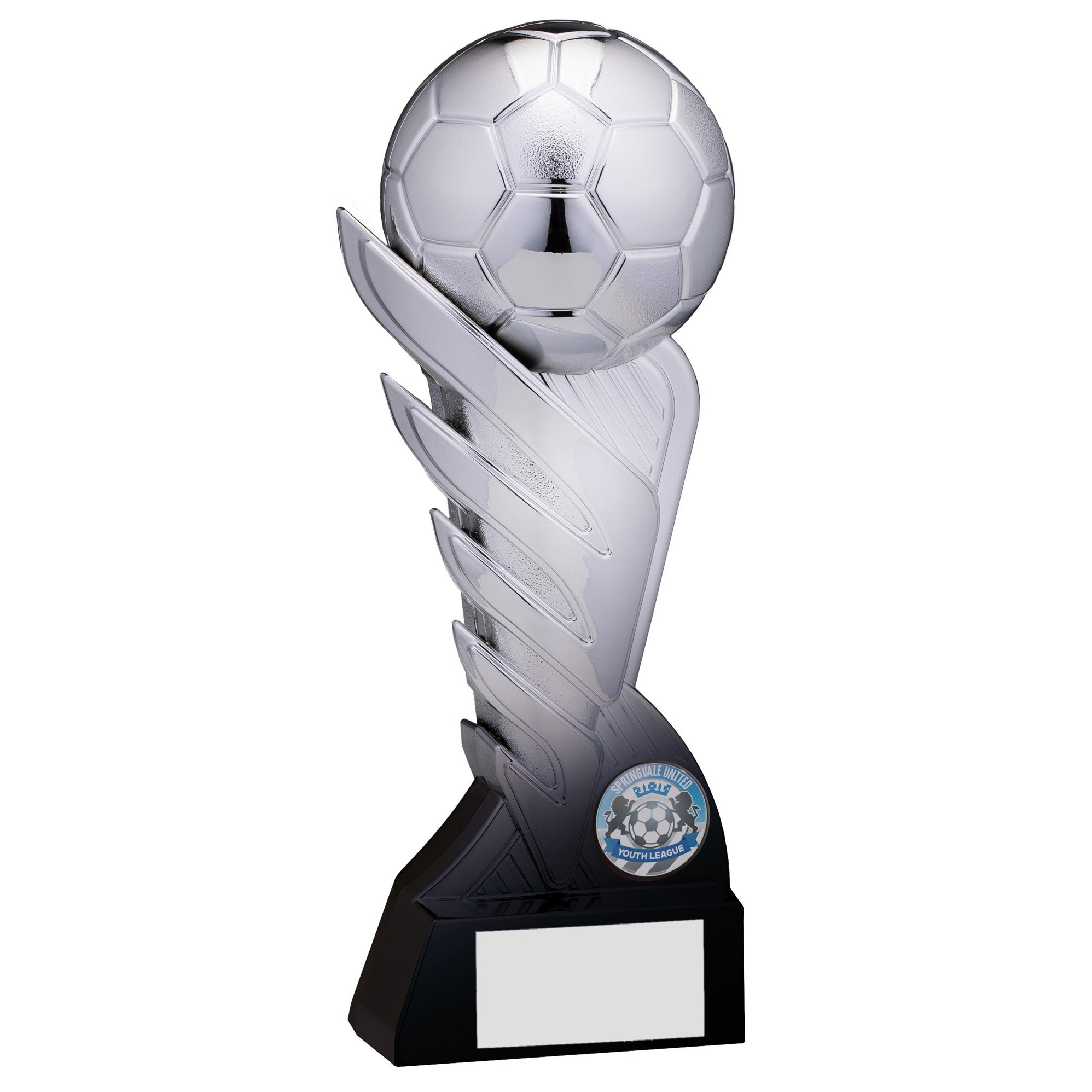 Pegasus Football Trophy - Ball Statue (Metallic Silver)