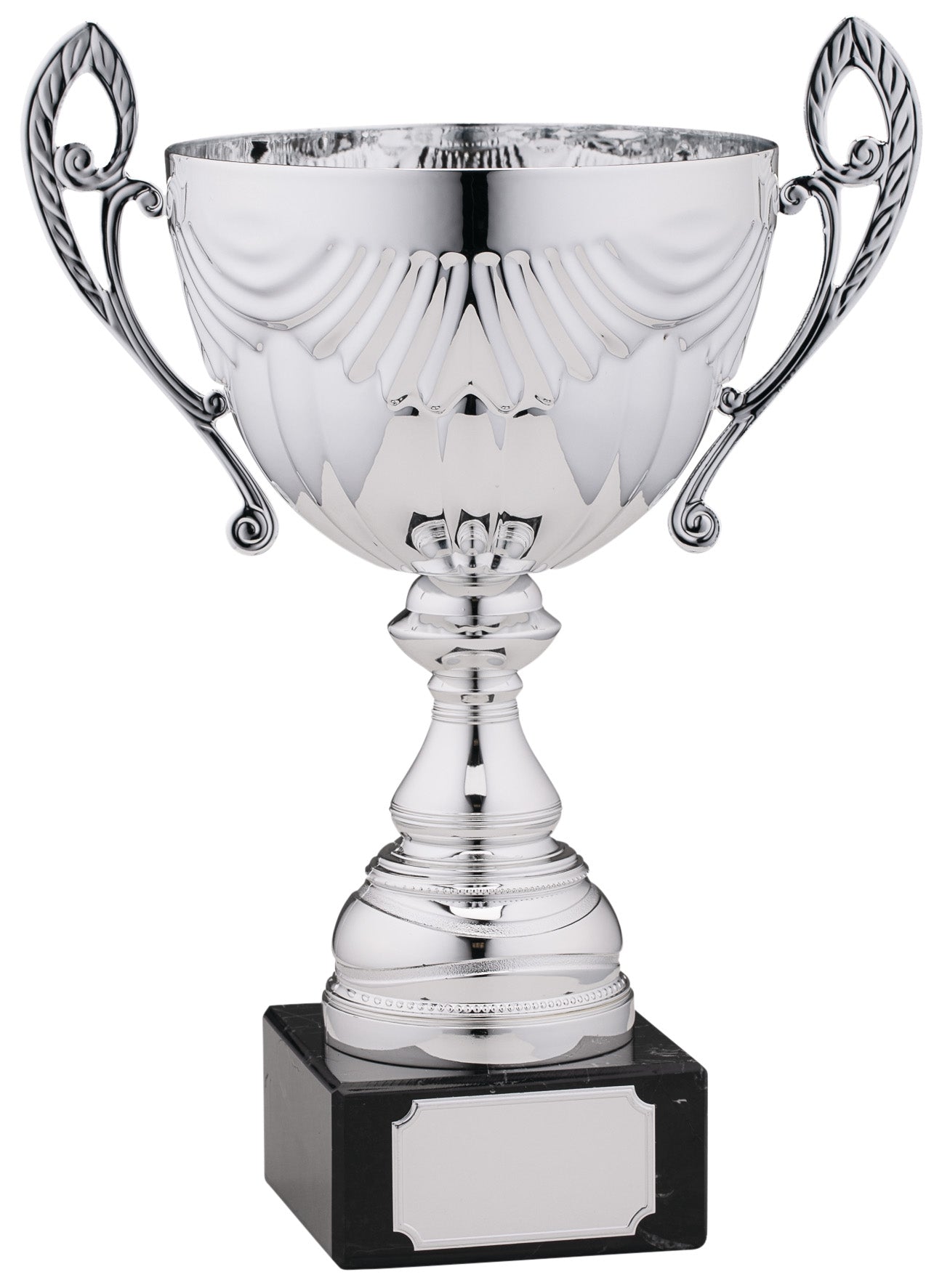 Ornate Series Silver Metal Trophy Cup on Marble Base